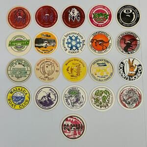 Lot of 21 Hawaii Milk Caps Pogs Vintage 90s Hawaiian Advertising Game 1993